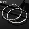 925 Sterling Silver Round 70mm Wood Grain Piercing Earrings Fashion Wedding Jewelry