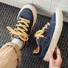 Мода 2025 Осень Новые Нишевый Дизайн Низкие Повседневные Холщовые Спортивные Туфли для Мужской Моды Тренд Универсальные Удобные Кроссовки на Платформе