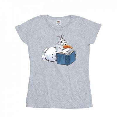 Женская/женская хлопковая футболка Frozen Olaf Reading