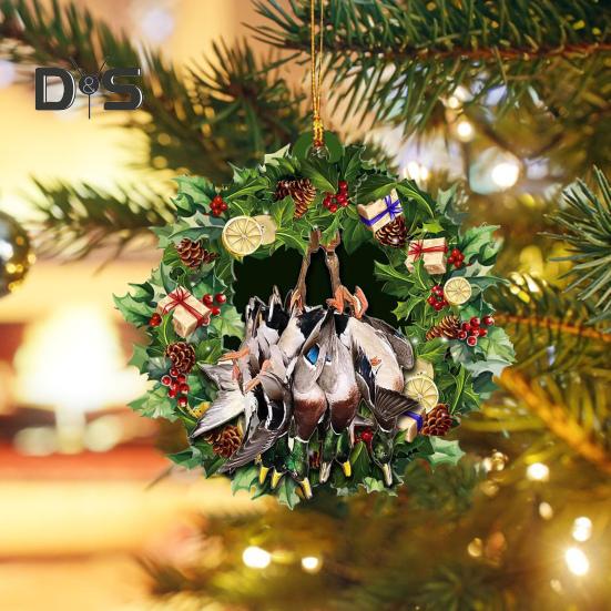 Подвесная елочная подвеска в виде утки 2D плоская водоплавающая птица деревянные украшения охота на уток автомобильные аксессуары рождественский домашний декор