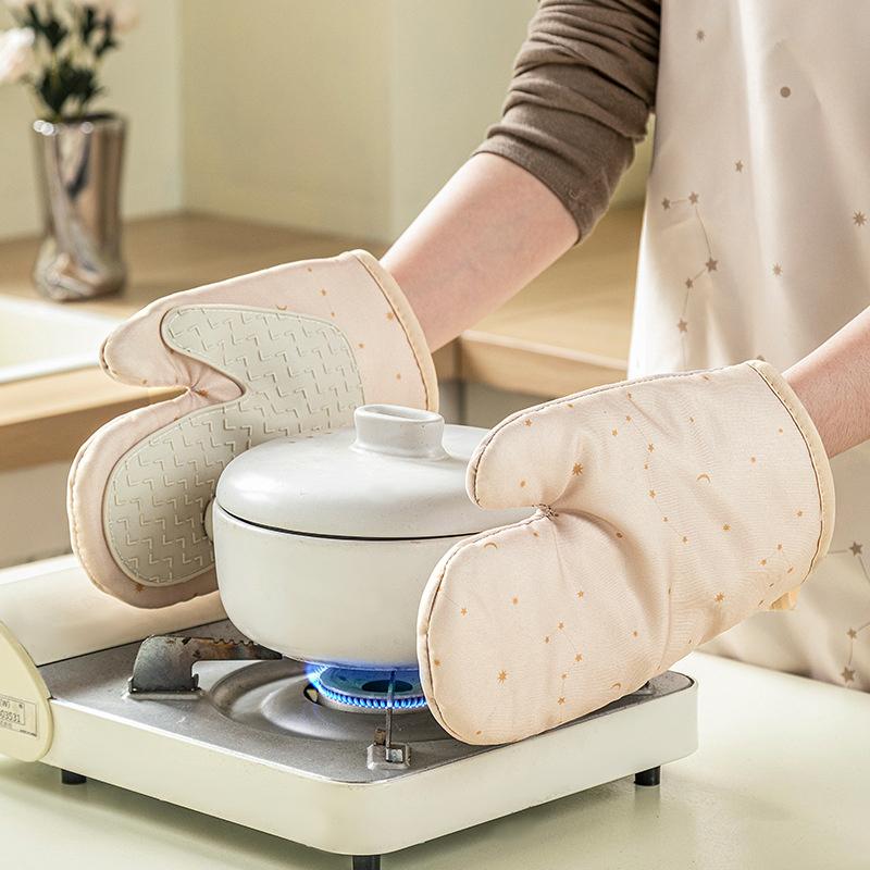 Хлопковые и силиконовые кухонные перчатки, перчатки для микроволновой печи, бытовые изоляционные перчатки, перчатка для защиты от ожогов, кухонный инструмент для выпечки