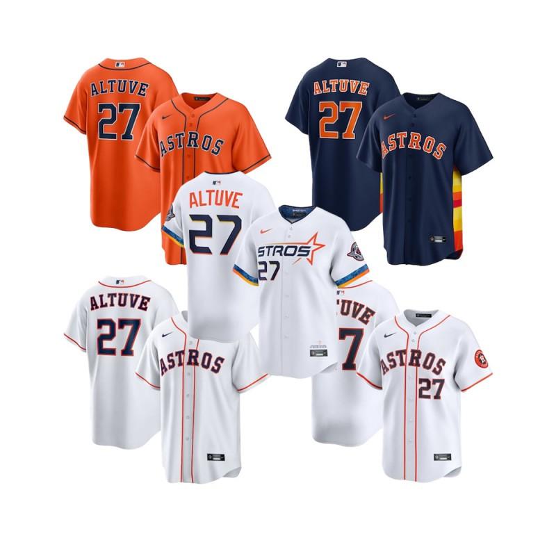 Mens Houston Astros Jose Altuve 27 MLB Baseball Jersey Embroidered Fan Apparel Sportswear