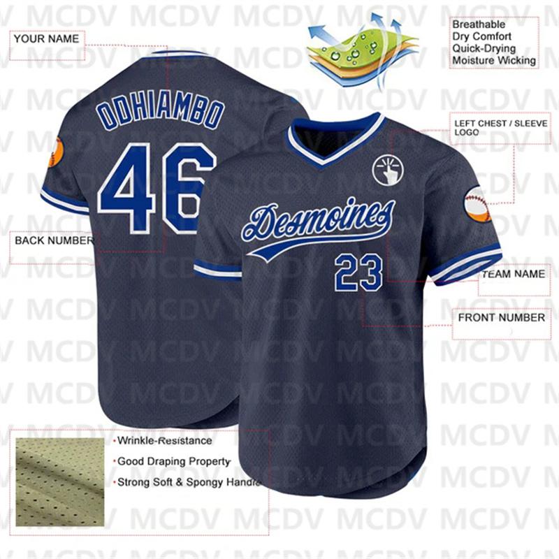 Custom Navy Gold-Orange Authentic Throwback Baseball Jersey 3d Printed Sports T-Shirts