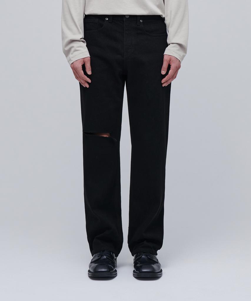 MUSINSA STANDARD Slash Straight Denim Pants [Black]