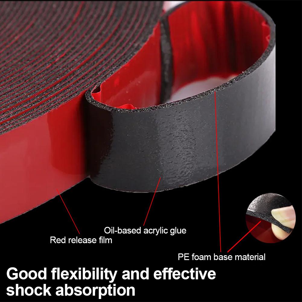 10M Double Sided Foam Tape Black PE Sponge Ultra-strong Self-adhesive Waterproof Heavy Duty Mounting Tape for Decor