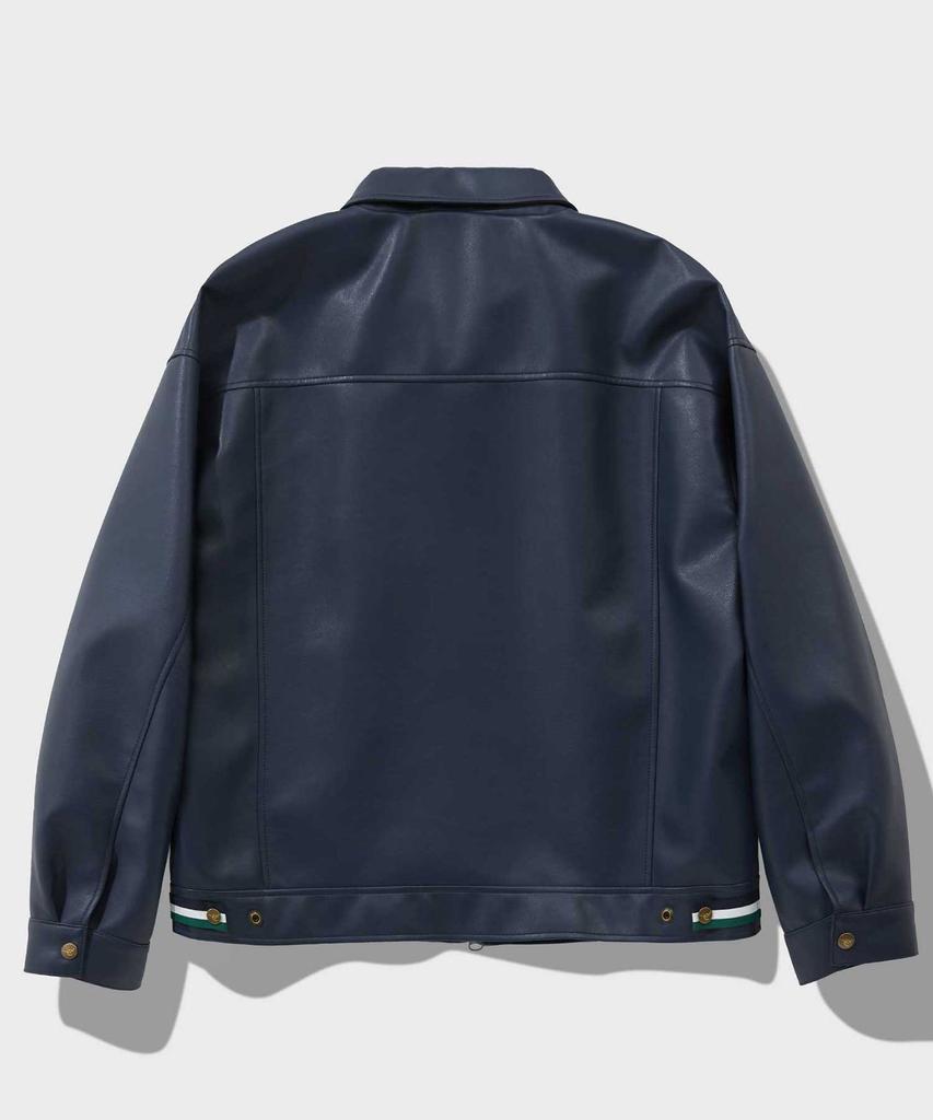 Ffeff Studio Leather Single Zip-Up Jacket (Navy)