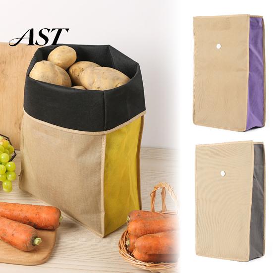 Eco Friendly Food Storage Reusable Self Sealing Potato Onion Bags, Light Blocking Bag with Side Non Woven Produce Container Zipper, Non-woven