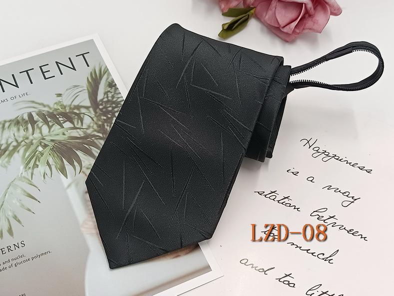 Мужской деловой галстук с ленивой молнией 8 см, легко завязывается, полосатый черный галстук без узлов