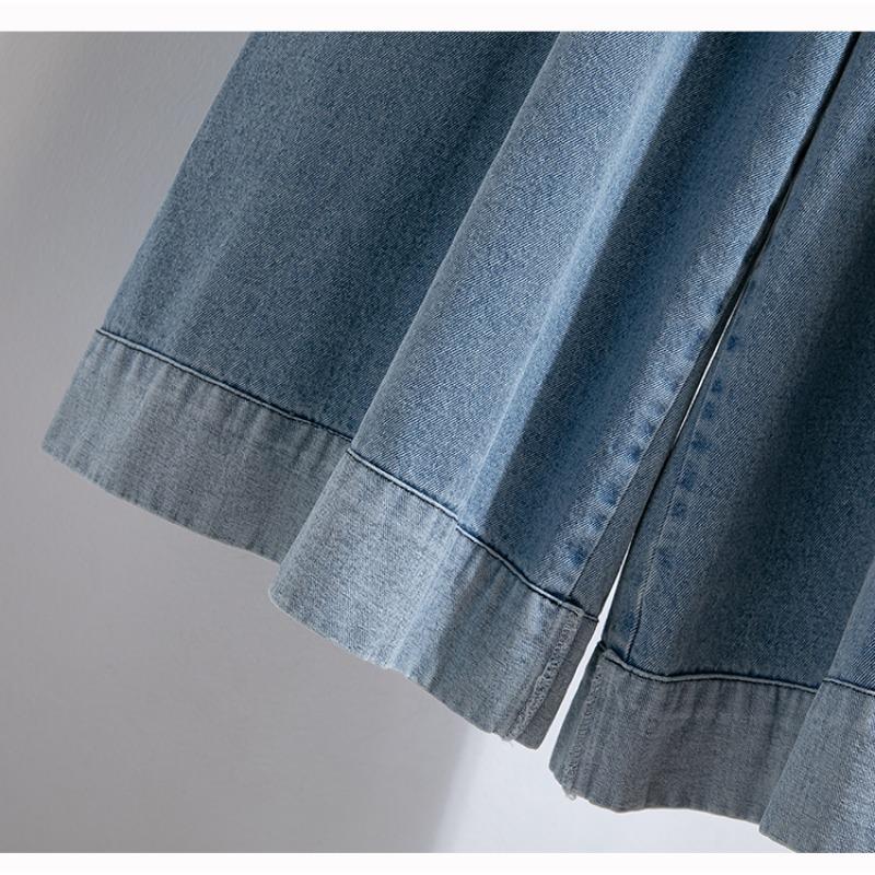 DIMANAF 2025 Весна Джинсы больших размеров Длинные брюки Женские Повседневные С высокой талией Эластичные Базовые Свободные Брюки с широкими штанинами