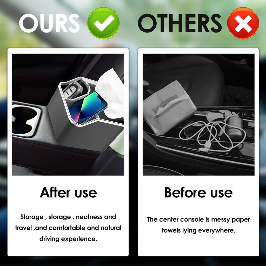Органайзер для хранения в подлокотнике автомобиля, держатель для салфеток в подлокотнике с 2 складными подстаканниками, ящик для хранения в салоне автомобиля для автомобильных аксессуаров