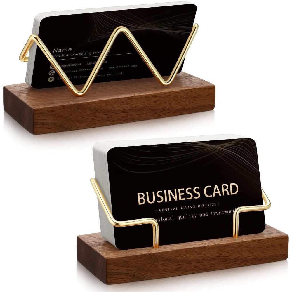 Solid Wood Business Card Box Durable Card Display Stand Premium Business Card Holder Desktop