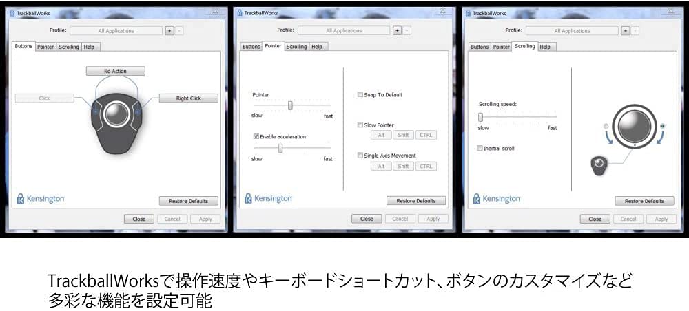 Kensington Orbit Trackball with Scroll Ring K72337JP Black