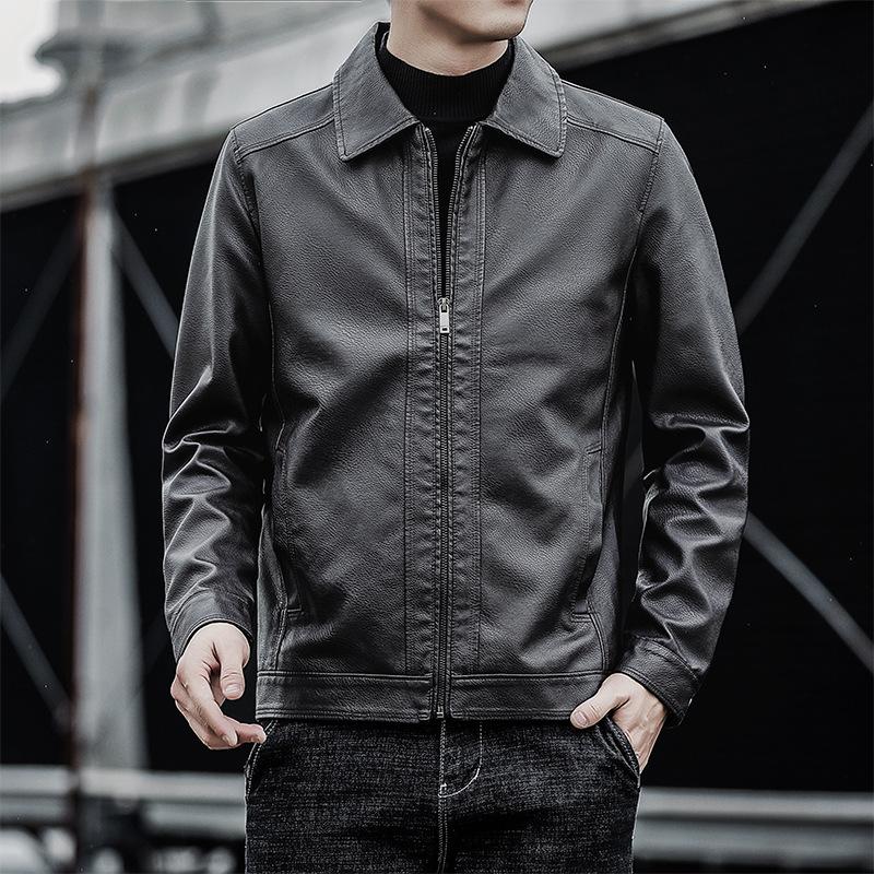 Мужская кожаная куртка весна и осень новая кожаная куртка среднего размера мужская куртка с лацканами из искусственной кожи деловая мужская одежда