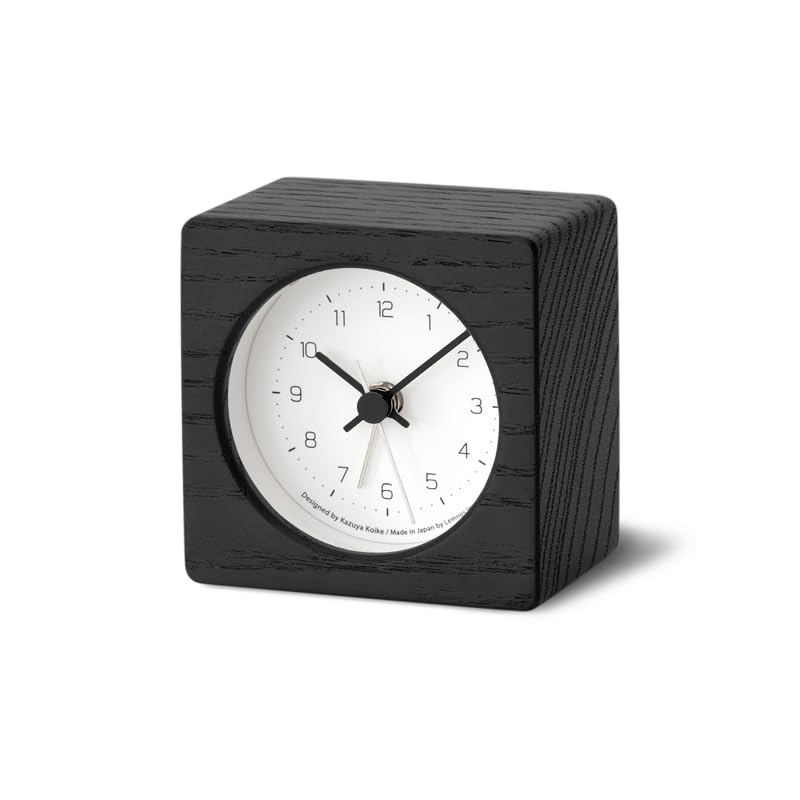 Lemnos NEUT Alarm Clock, Analog, Natural Wood Grain, Black, KK24-09 BK