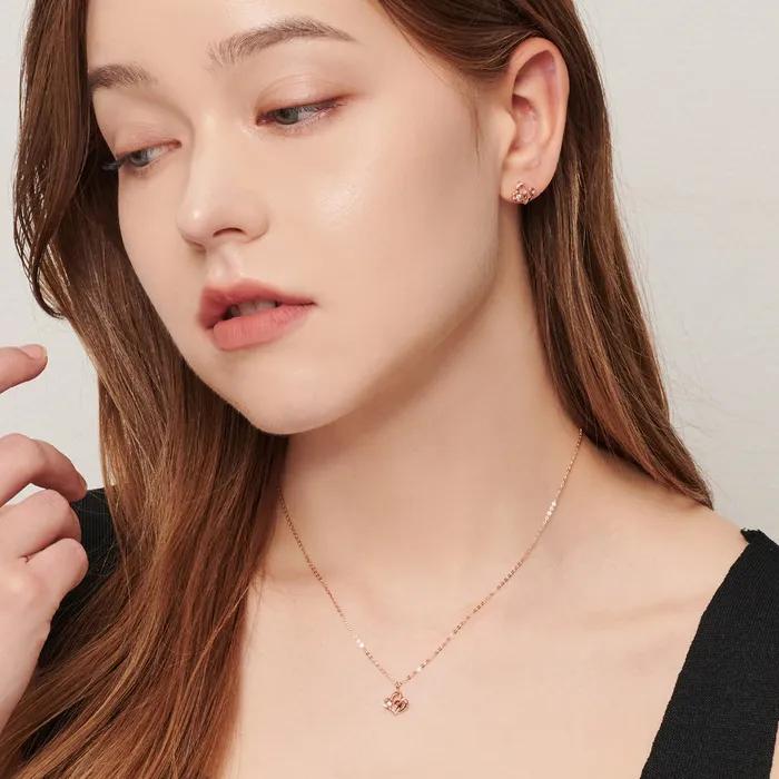 [14K gold] Double Heart Earrings