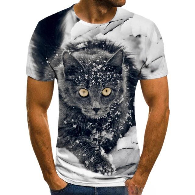 Новая мужская футболка с коротким рукавом Серия "Кошки" 3D-печать Футболка с коротким рукавом