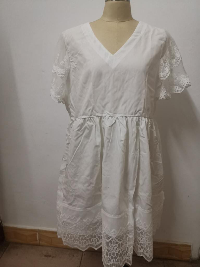 Модное женское повседневное летнее однотонное платье с коротким рукавом с v-образным вырезом