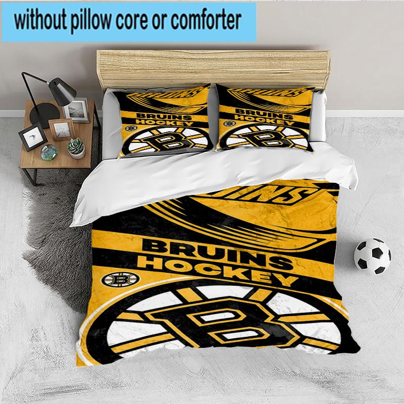 Bruins Emblem hockey 3PCS Bedding set,Ideal for 1pc Duvet Cover And 2pcs Pillowcases Perfect for Fan gift,Ideal for Bedroom, Dormitory