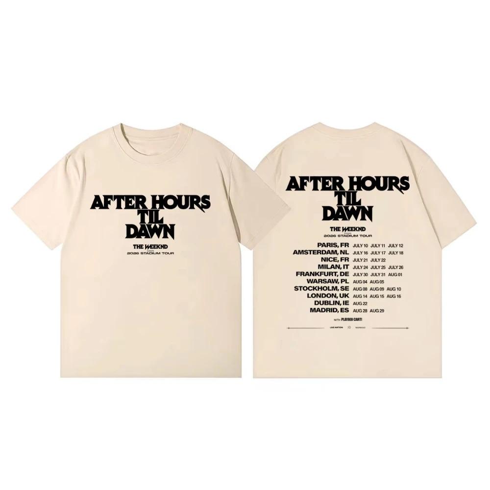 Модная хип-хоп футболка с коротким рукавом The Weeknd After Hours Til Dawn Тур 2026 Мерч Футболки Унисекс Женские Повседневные Хлопковые Футболки