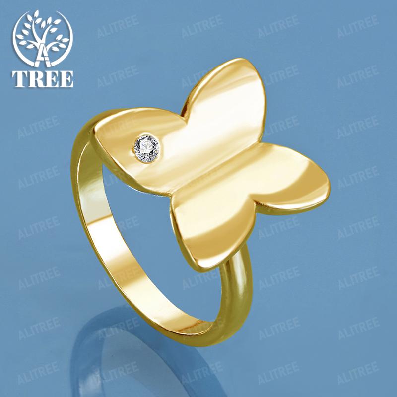 Hot New 18k Gold Zircon Butterfly Ring For Women Party Birthday Wedding Beautiful Cute Jewelry Gift Accessories For Girlfriend