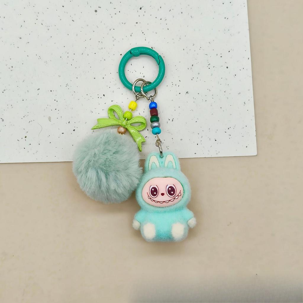 Three-dimensional Flocking Keychain Pendant Cute Bag Accessories Doll Cartoon Ornament