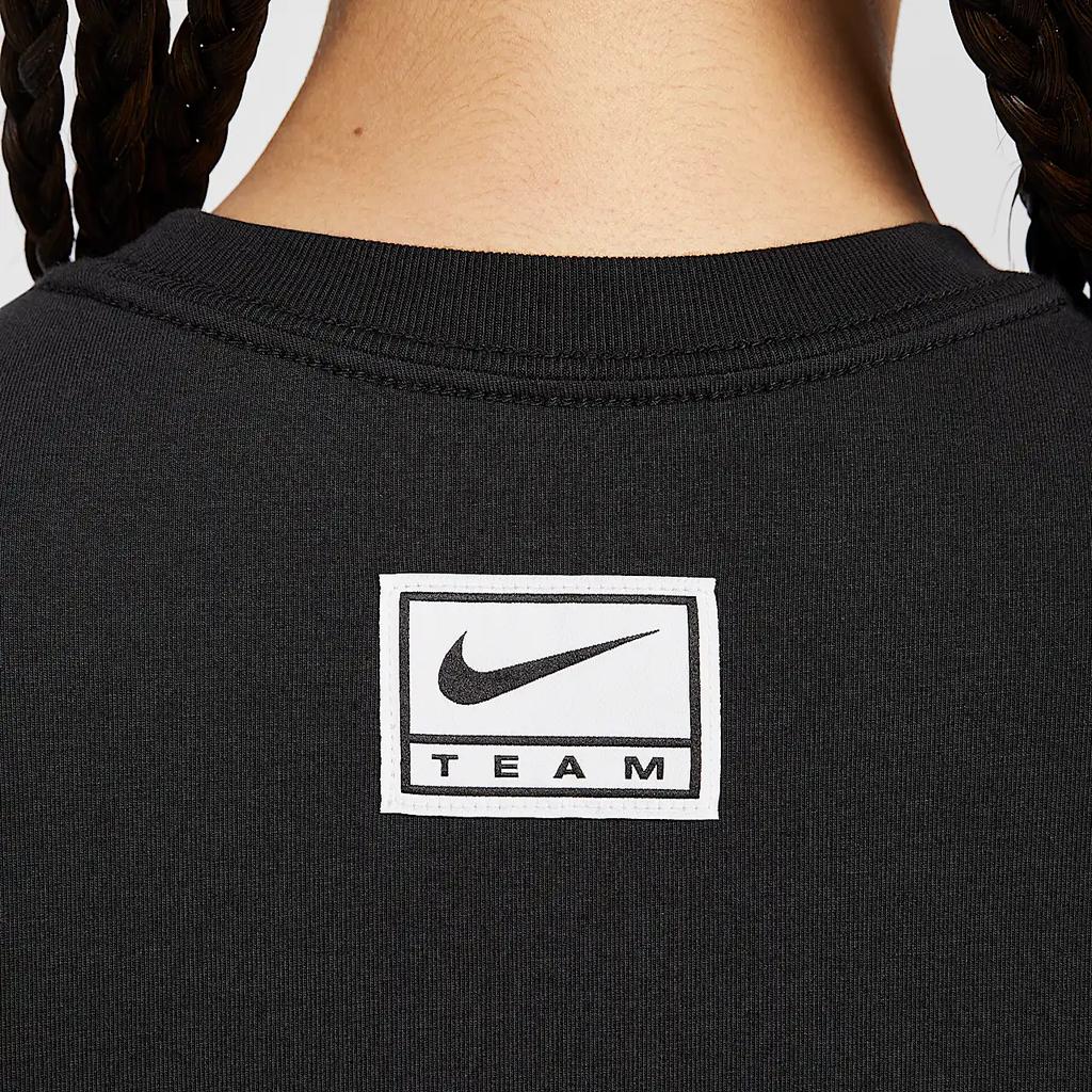 Nike Спортивная мода Приталенная футболка с коротким рукавом Женские топы Черный HQ1710-010