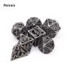 7 шт. металлические игральные кости с черным драконом, набор полых металлических многогранных кубиков с драконом, подходящий для ролевой игры, настольной игры, карточной игры