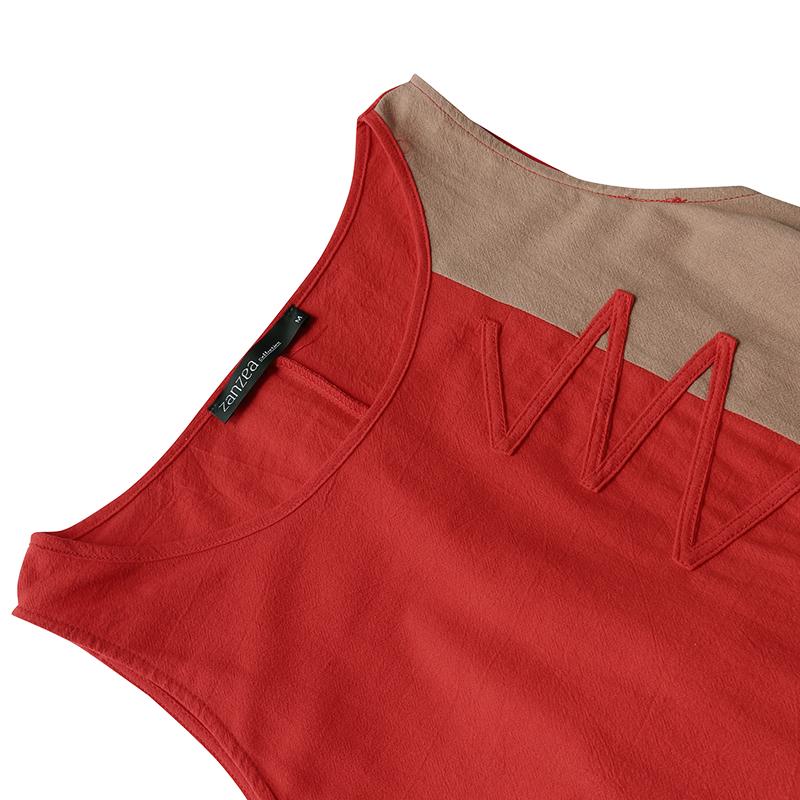 Women Round Neck Sleeveless Summer Vintage Print Cotton Long Dress