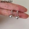 Серьги в форме серебристого сердца для женщин и девочек, милые, классные, простые, ювелирные изделия, оптовые подарки на вечеринку