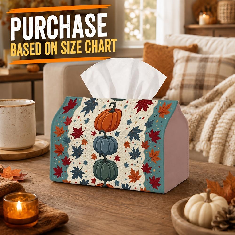 1pc Vintage Harvest Tissue Box | Multi-functional Autumn Napkin Dispenser, Available Suitable for Home, Fall Car Decoration Stacked Pumpkin Maple -App