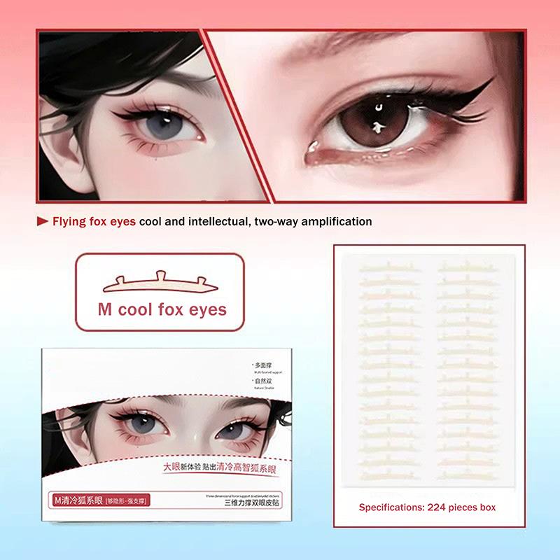 Новая 3D-поддержка Невидимая лента для двойного века Самоклеящиеся прозрачные наклейки для век Водонепроницаемые волокнистые наклейки Полоски для век