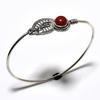 Красный солнечный камень, драгоценный камень 925, посеребренный браслет ручной работы, ювелирный браслет-манжета