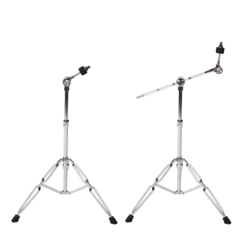 aleawol Cymbal Stand, Height Adjustable 70-120cm, High Boom and Straight Combo, Double Leg Boom, with Rubber Feet, Musical Instrument Accessory (Silve