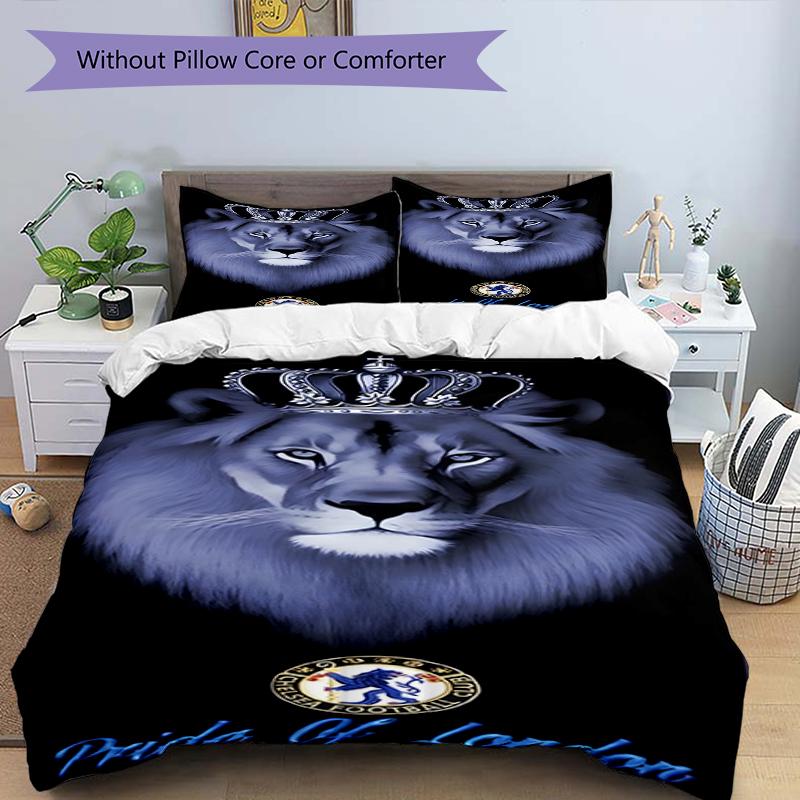 3pcs Duvet Cover Set (1*Duvet Cover + 2*Pillowcase, Without Core),football club F.C Print Bedding Set, Bedroom Decor, All‑Season, Birthday Gift