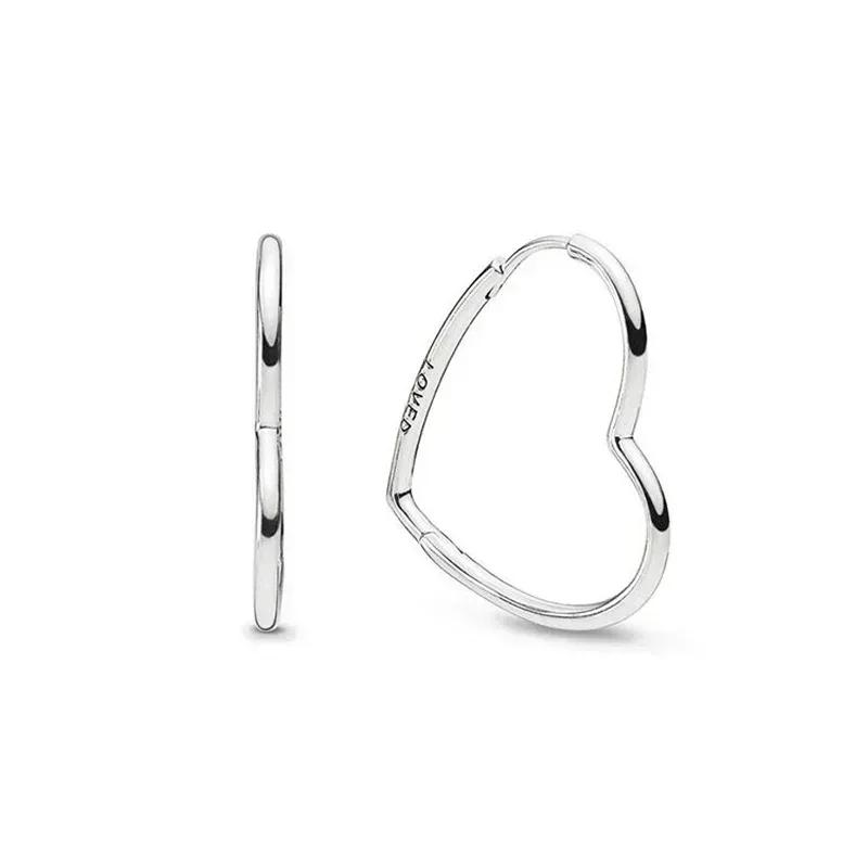 Серьги-сердечки из серебра 925 пробы Изысканные Блестящие Круглые Легкая Роскошь Ювелирные изделия Идеальные Праздничные Подарки для Нее