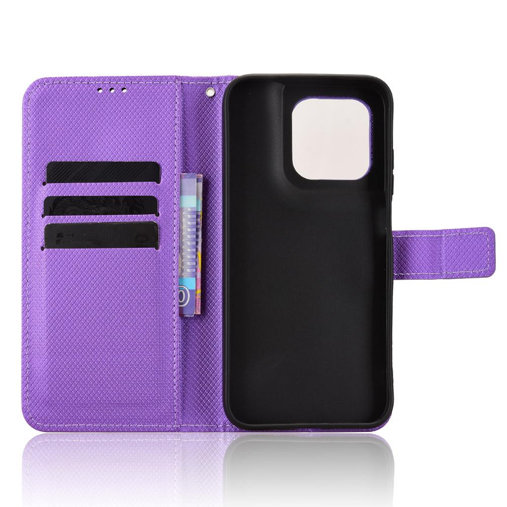 Wallet Case for Moto G67 5G - Leather/PU, Purple, With Lanyard