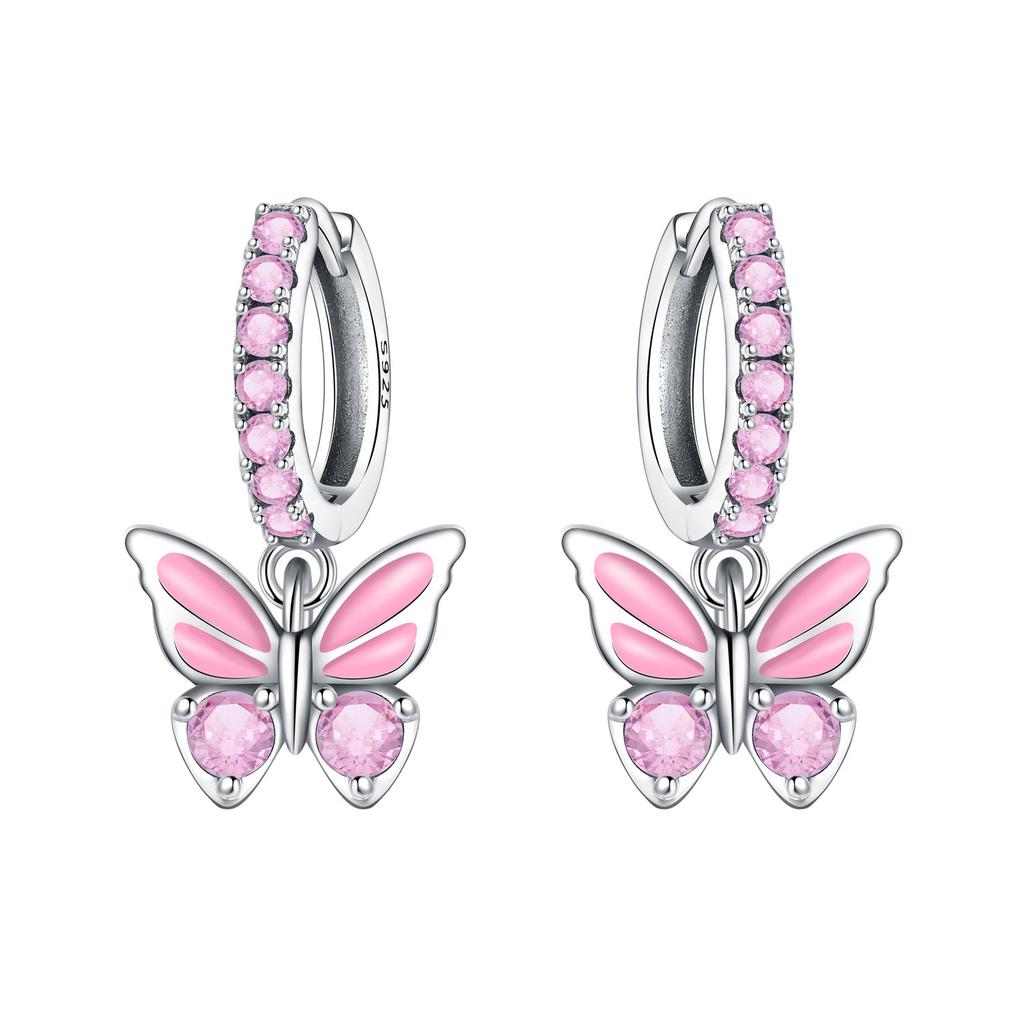 Orstarry 925 Silver Pink Sweet Bow Earrings Women Jewelry Trendy Drop Earrings Party Gift Anniversary