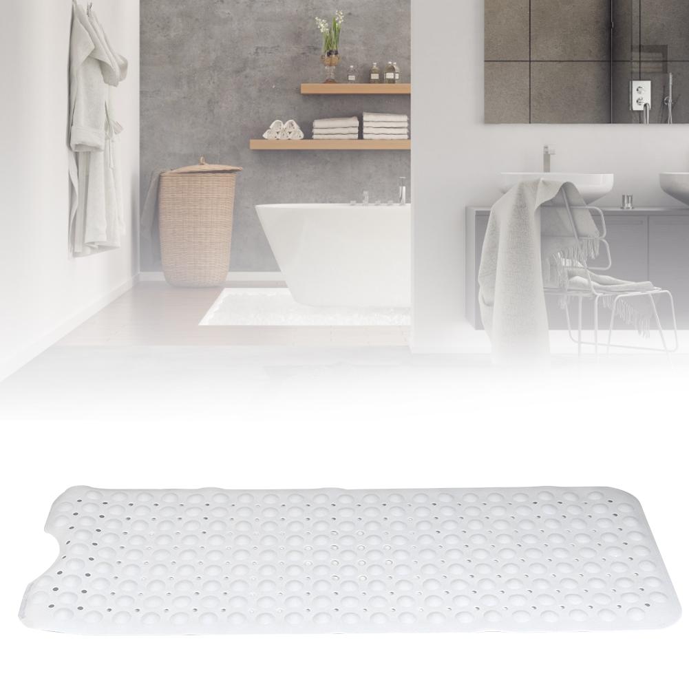 PVC Household Hotel Bathtub Shower Mat Slip Resistant Bathroom Floor Mat with Suction CupWhite 40.5x101cm