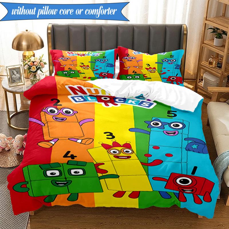 Number-Blocks Adventure 3pcs K-pop music group Bedding set,Ideal for Bedroom, Dormitory,Including Duvet Cover And 2pcs Pillowcases,Fan gifts