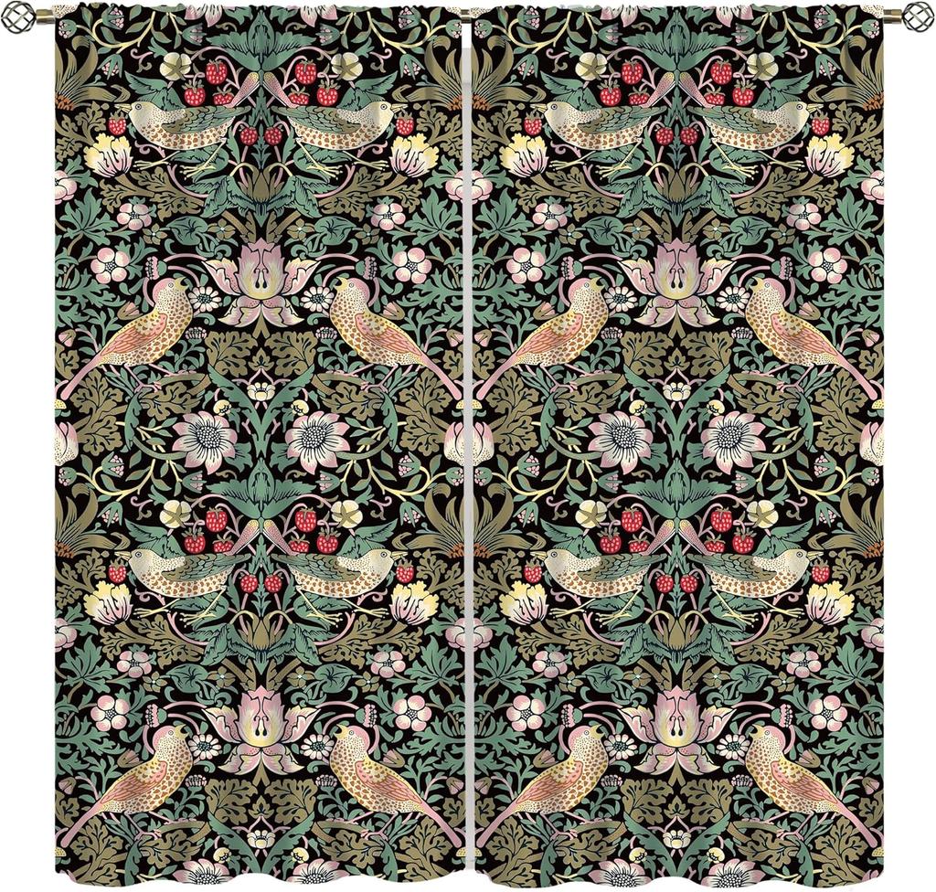 Винтажные Шторы Ycness William Morris с Цветочным Узором В Стиле Акварельных Цветов Для Окон Комнаты Шторы для Спальни Гостиной Штора Полиэстер Идеально Для