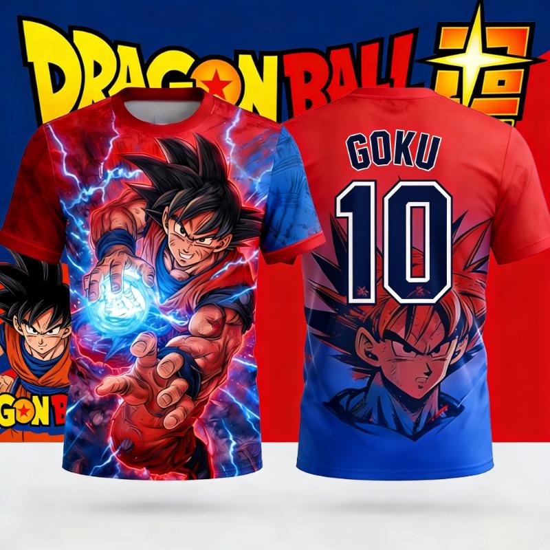 Летняя футболка 2026 года Dragon Ball Son Goku Kamehameha, 3D-печать, быстросохнущая, влагоотводящая, Плюс