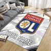 Custom Name Olympique Lyonnais2 Flannel Pattern Square Carpet,Area Rug,Carpet Rug for Living Room Bedroom Sofa Playroom Decor,Non-slip Floor Mat