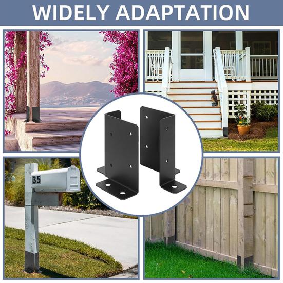 4Pcs Post Brackets Rustproof High Durability Adjustable DIY Heavy Duty Wood Fence Deck