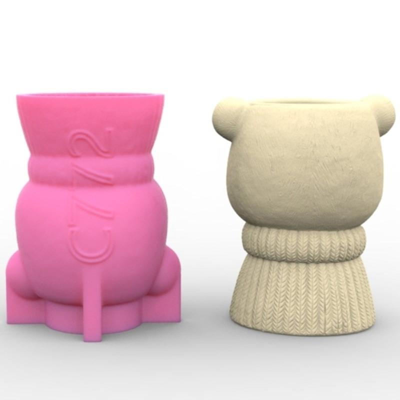 Бетонная силиконовая форма с изображением медведя, сочный цветочный горшок, глиняная цементная штукатурка, формы для домашнего сада, цветочные горшки, поделки