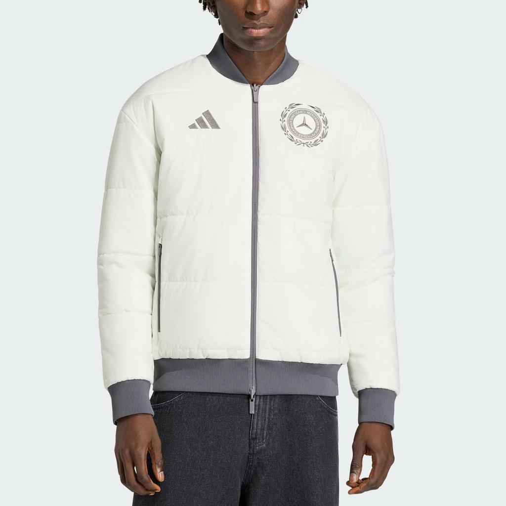 adidas Мужская теплая хлопковая куртка Mercedes - Amg Formula 1 Team Silver Series, двусторонняя, артикул KR3572