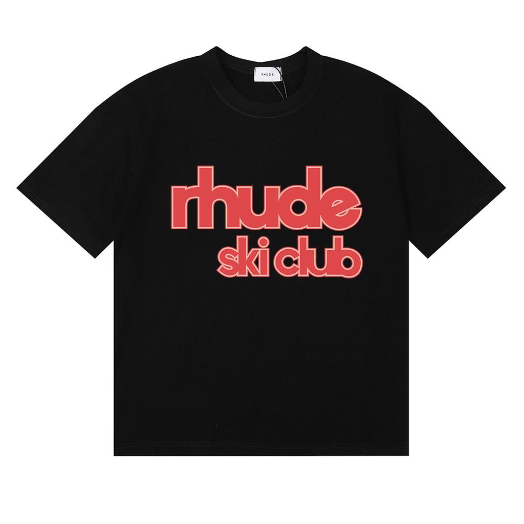 24SS cross-border European and American tide brand RHUDE micro-label letter skull print short-sleeved t-shirt men's and women's American high street