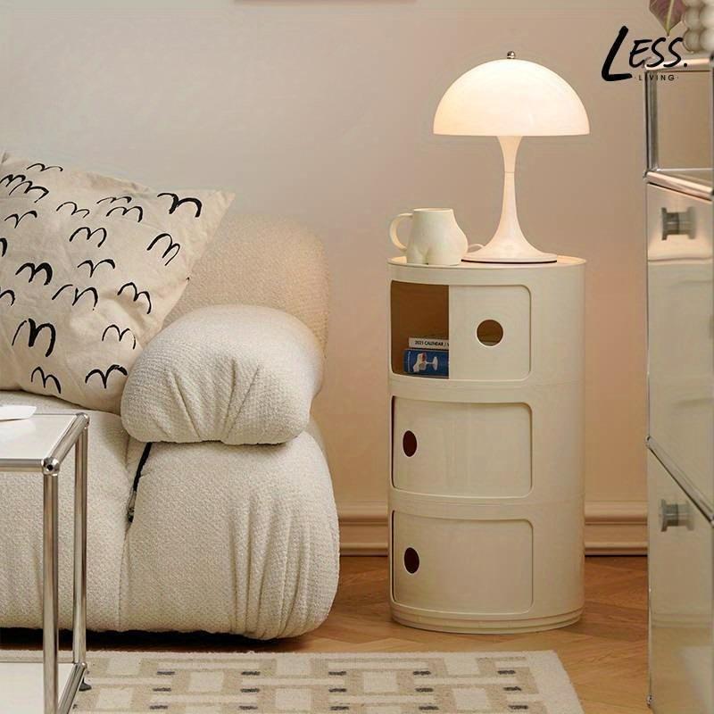 Round Bedside Table Nordic Plastic Bedside Cabinet for Bedroom Small Side End Table Nightstand Storage Locker