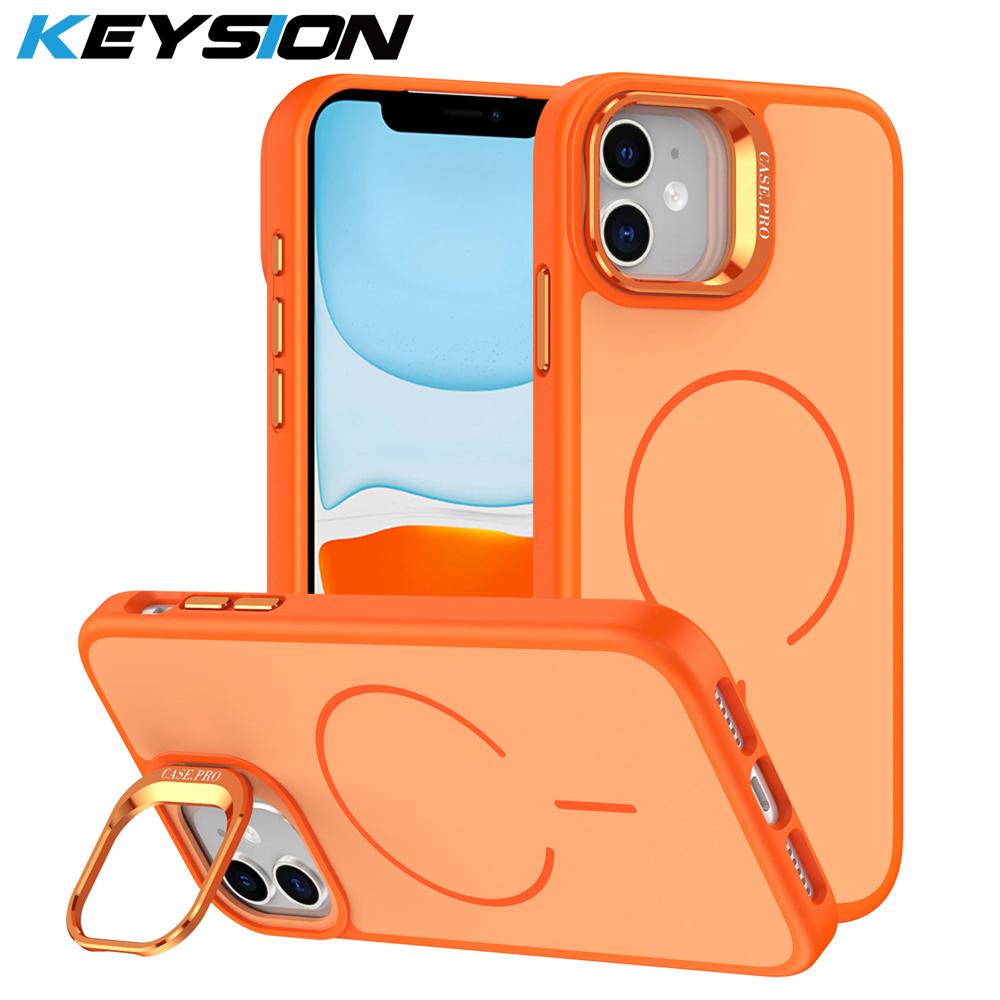 KEYSION Матовый чехол для телефона с покрытием Soft-touch, подставка для линз, для Magsafe, для iPhone 11 12 Pro Max, магнитный, беспроводная зарядка, противоударный