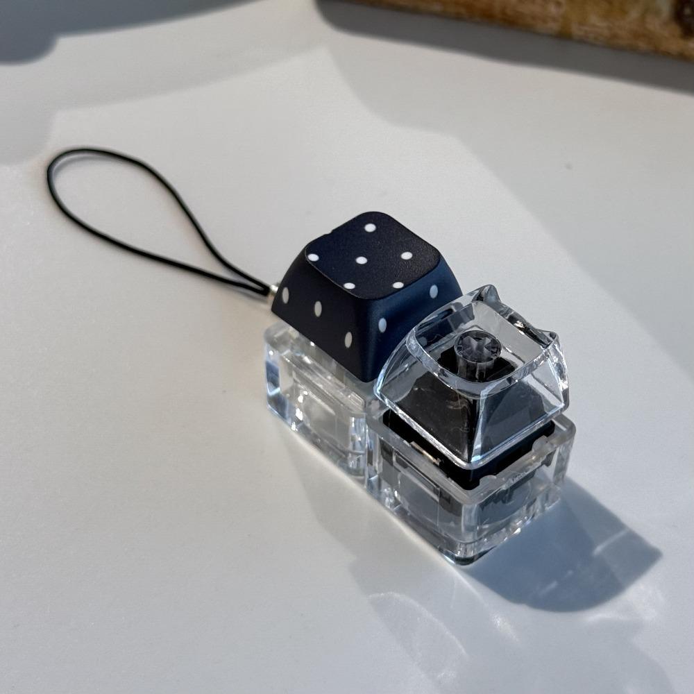 Transparent Base Fidget Keychain Dice Keycap Clicker Pendant Press Toy  Daily Carry