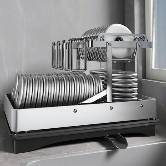 Большая сушилка для посуды с вращающимся на 360 градусов носиком, большой вместимости, устойчивая к ржавчине, расширяемая